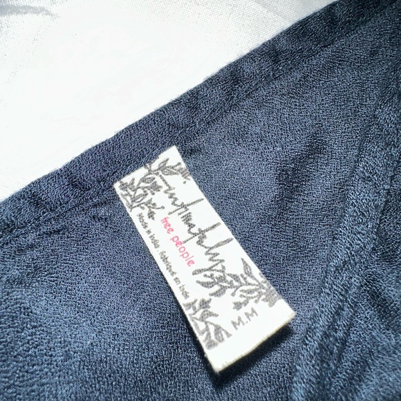 Intimately by Free People Navy Embroidered Tunic Tank Top Size Medium - Picture 4 of 7